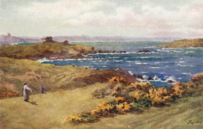De golfbanen tussen St Lunaire en St Briac, St Cast in de verte door J. Hardwicke Lewis