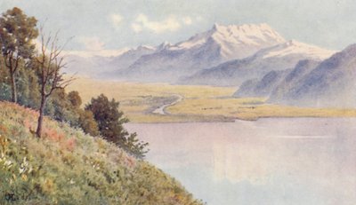 De Rhônevallei vanaf Mont Pèlerin (kleur litho) door J. Hardwicke Lewis