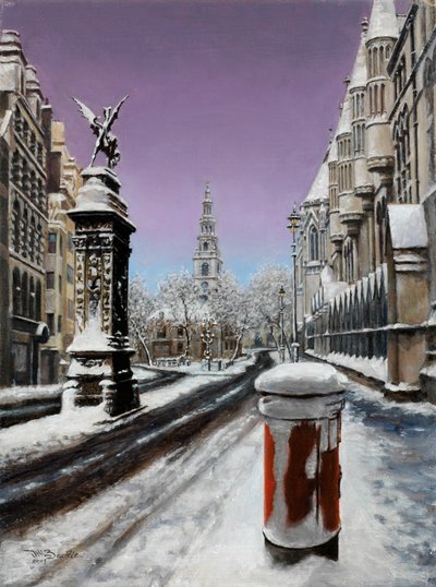 Fleet St onder sneeuw, 2000 (olieverfschilderij) door J Hugh L Beattie
