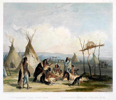 Begrafenisschavot van een Sioux-hoofdman nabij Fort Pierre door J Hurlimann