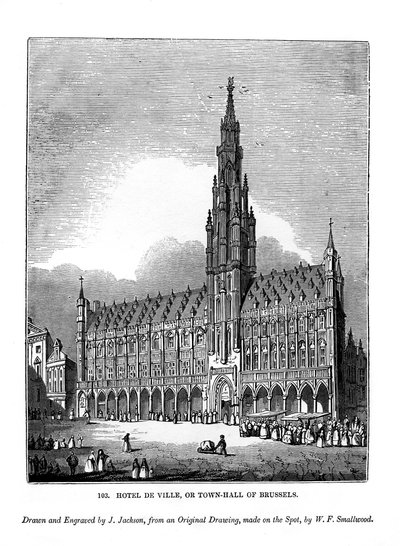 Hotel de Ville, of stadhuis van Brussel, 1843 door J. Jackson