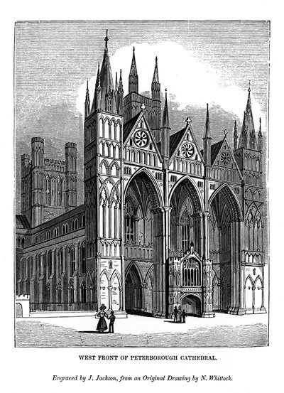 Westelijke gevel van de kathedraal van Peterborough, 1843 door J. Jackson