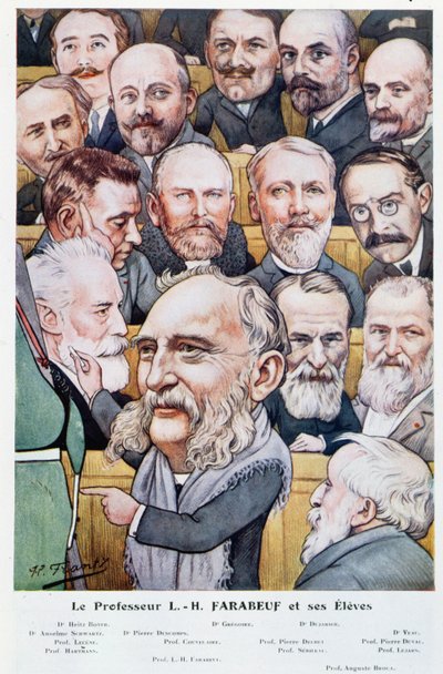 Professor Luis Hubert Farabeuf en zijn studenten, uit Chanteclair, ca. 1910 door J P. Frantz