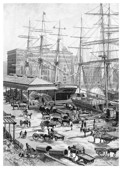Scheepvaart, Circular Quay, Sydney, New South Wales, Australië, 1886 door J. R. Ashton