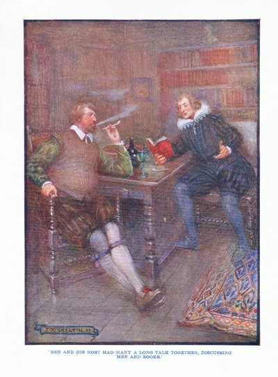 Ben en zijn gastheer hadden vele lange gesprekken samen, over mannen en boeken, uit Engelse Literatuur uitgegeven door T C & EC Jack, ca. 1920 door J. R. Skelton