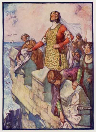 Zwarte Agnes, Gravin van Dunbar en March, bij het Beleg van Dunbar Castle door de Engelsen, 1338 door J. R. Skelton
