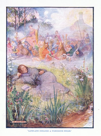 Langland droomde een wonderlijke droom, uit Engelse Literatuur uitgegeven door T C & EC Jack, ca. 1920 door J. R. Skelton
