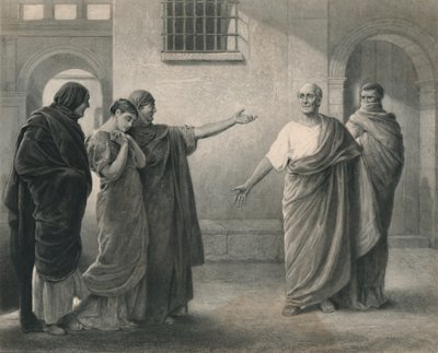 Volumnia verwijt Brutus en Sicinius Coriolanus, ca. 1870 door J. Stephenson