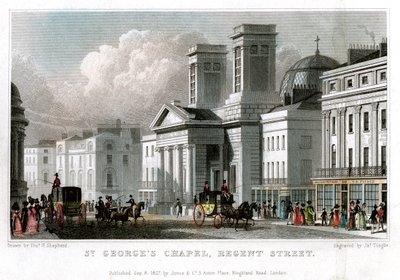 St Georges Chapel, Regent Street, Westminster, Londen door J. Tingle