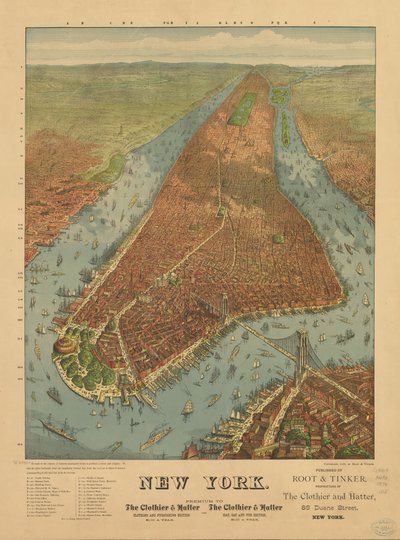 Kaart van New York (niet op schaal) door J. W. Root and Tinker Williams