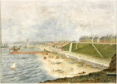 Roker Terrace en haveningang vanaf Holey Rock door J. Webster