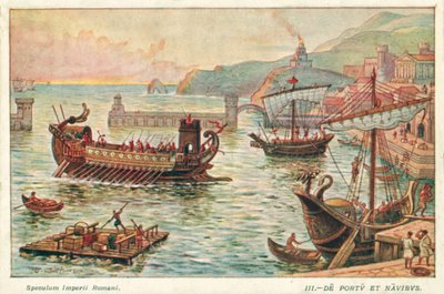 Oude Romeinse haven en schepen door J. Williamson