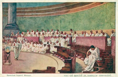 Cicero valt Catilina aan in de senaat van het oude Rome door J. Williamson