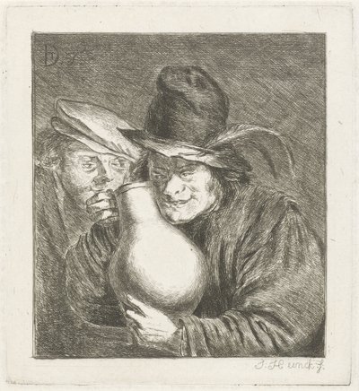 Twee boeren met een kruik door Jabes Heenck