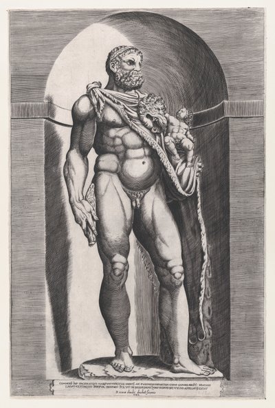 Speculum Romanae Magnificentiae: Keizer Commodus als Hercules, 1582 door Jacob(us) Bos.