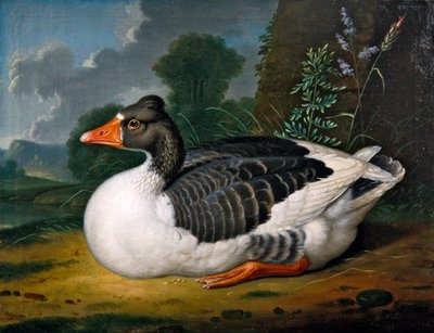 Een gans in een landschap door Jacob Samuel Beck