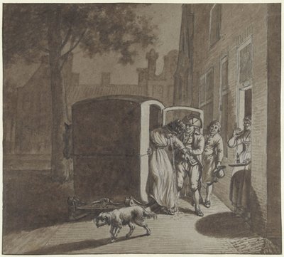 De thuiskomst van twee leden van de vriendenkring door Jacob  Cats