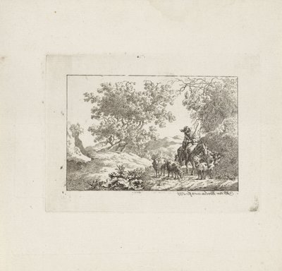 Herder te paard met kudde door Jacob Elias van Varelen