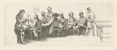 Mannen in een koffiehuis met een biljart door Jacob Ernst Marcus