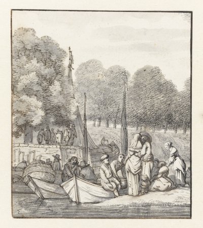Landingsplaat van schuiten door Jacob Esselens