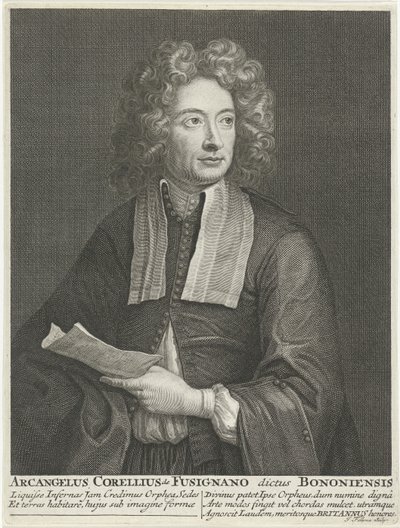 Portret van de Componist en Violist Arcangelo Corelli door Jacob Folkema