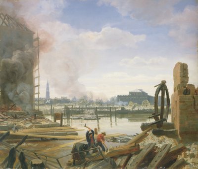 Hamburg na de brand, 1842 door Jacob Gensler