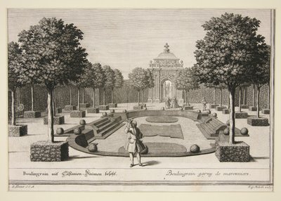 Tuin scène: Boulingraine met Italiaanse Bomen door Jacob Gottlieb Thelot