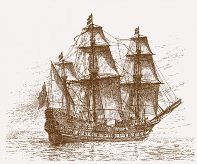 Zweedse vlaggenschip Mars Makalös voor de slag bij Gotland-Öland, 30-31 mei 1564, ca. 1908 door Jacob Hagg