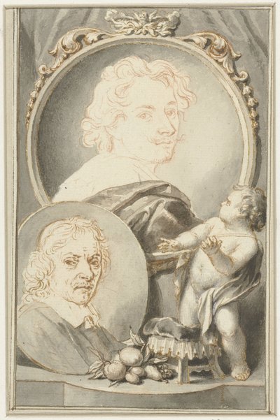 Portretten van Anton van Dyck en Jacob de Bray door Jacob Houbraken