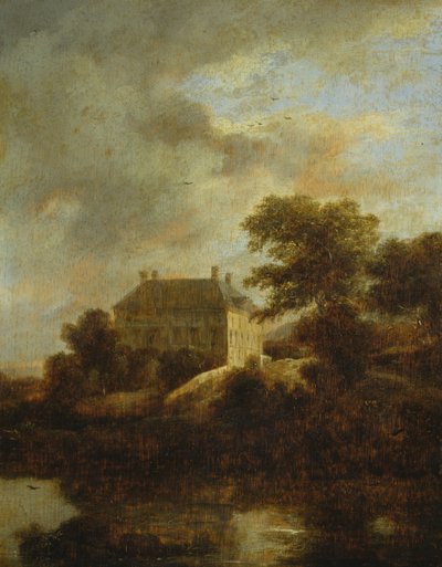 Landschap met landhuis door Jacob van Ruisdael