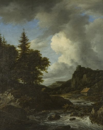 Rivier in vloed, ca. 1660 door Jacob van Ruisdael