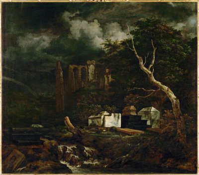 De joodse begraafplaats bij Oudekerk (schilderij op doek) door Jacob Isaaksz. or Isaacksz. van Ruisdael