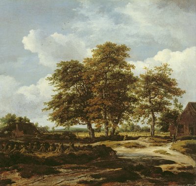 Bosrijk Landschap met Korenvelden, ca. 1655-60 door Jacob Isaaksz. or Isaacksz. van Ruisdael