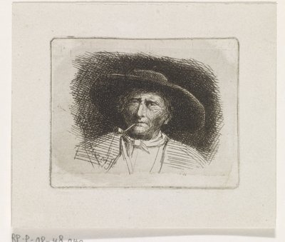 Kop van een man met pijp door Jacob Jan van der Maaten