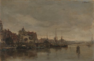 De Schreierstoren met de brug over de Gelderse Kade te Amsterdam door Jacob Maris