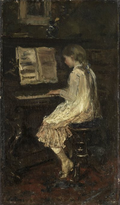Meisje aan de piano door Jacob Maris
