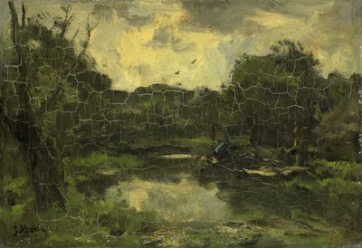 Landschap met schuit door Jacob Maris