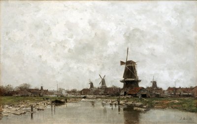 De vijf windmolens door Jacob Maris