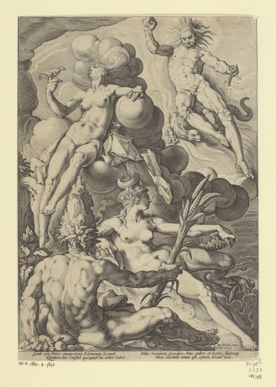 De vier elementen door Jacob Matham (attributed to)