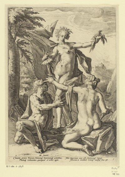 Drie schikgodinnen door Jacob Matham (attributed to)
