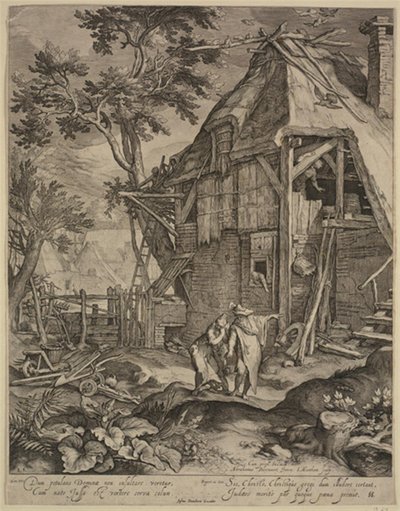 Abraham die Hagar Wegstuurt door Jacob Matham