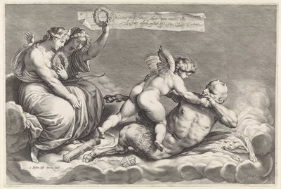 Amor overmeestert Pan door Jacob Matham