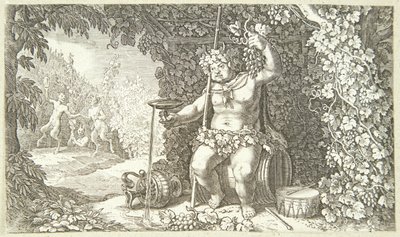 Bacchus als god van de wijn door Jacob Matham