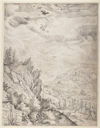 Boheems landschap met koppels en jagers (rechter plaat) door Jacob Matham