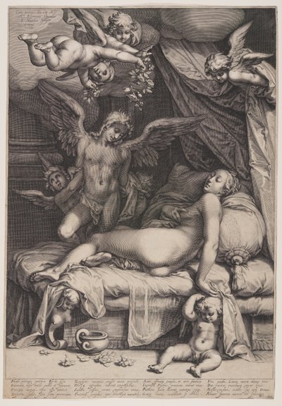 Cupido en Psyche door Jacob Matham