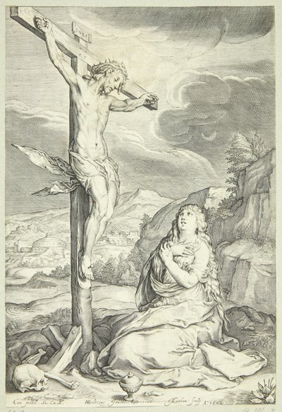 De berouwvolle Maria Magdalena door Jacob Matham