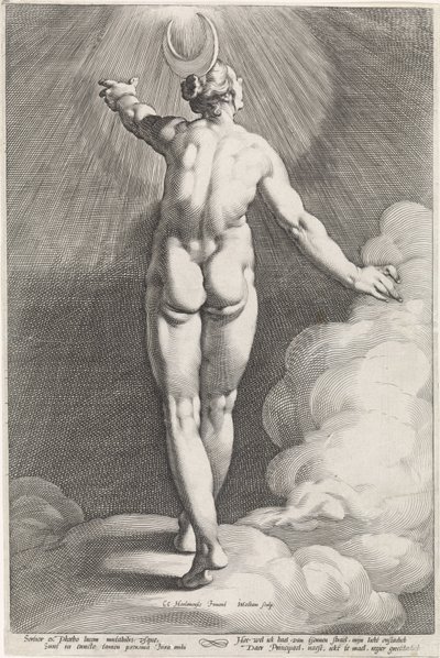Diana als Luna door Jacob Matham