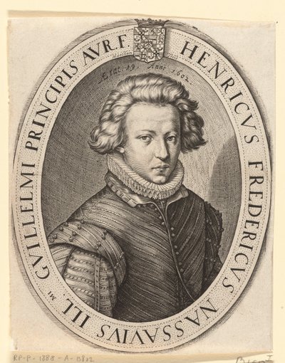 Frederik Hendrik, Prins van Oranje in 1602 door Jacob Matham