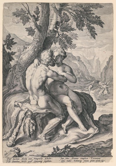 Hercules en Dejanira, uit een serie van de Liefdes van de Goden door Jacob Matham