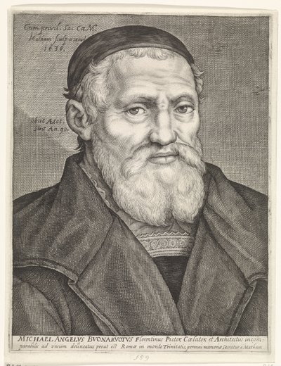Portret van Michelangelo door Jacob Matham